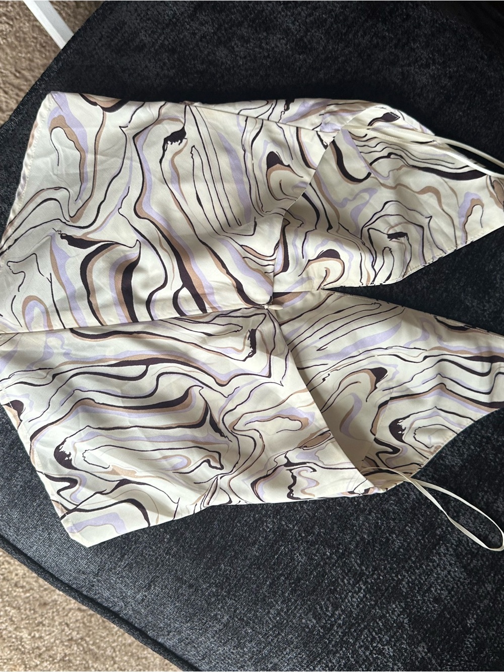 Swirl Print halter top in Cream, Lilac & Brown